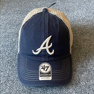 Atlanta Braves Hat Cap SnapBack Blue 47 Brand Mesh MLB